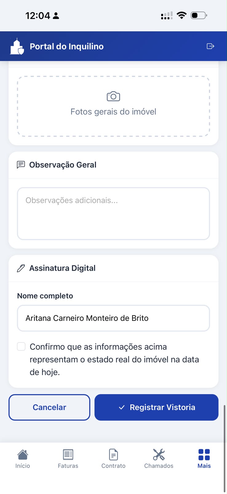 Registrar vistoria